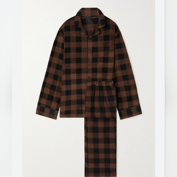 SKIMS brown black Jasper Flannel Pajama Set 4X NWT - Picture 3 of 4
